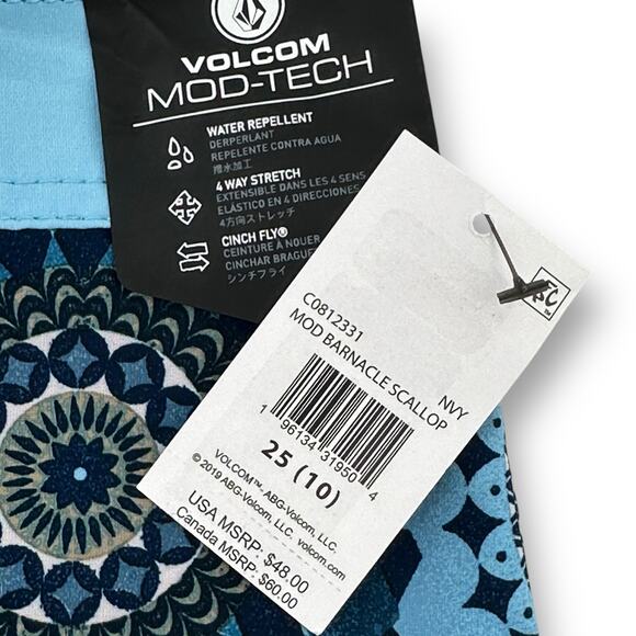 Volcom Mod Barnacle Medallion Scallop Print Board Shorts Size 25 10 Med - Picture 8 of 10
